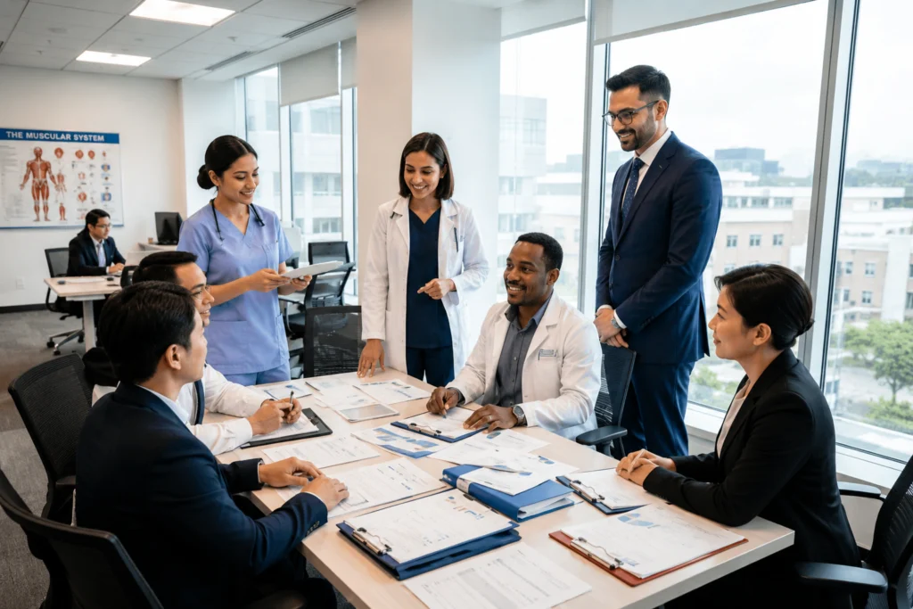 Healthcare revenue cycle specialist reviewing claims data